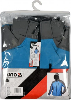 YATO Куртка робоча SOFTSHELL з прикріп капюшоном YATO розм XXL, синьо-сіра, 3 кишен, 96% поліес і 4%