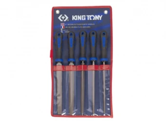 KING TONY Набор напильников 250 мм, двухкомпонентные рукоятки, 5 предметов | 1015GQ