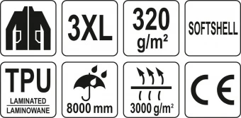 YATO Куртка робоча SOFTSHELL YATO розмір XXXL, чорно-сіра, 3 кишені, 96% поліестер і 4% спандекс  | 