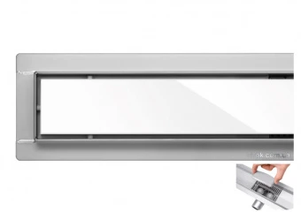 FALA Трап підлоговий для душу з нержавіючої сталі "WHITE GLASS" ; 80х 7х 7 см  | 75383