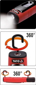 YATO Ліхтар акумулят. Li-Ion- 3.7V, YATO з 3,5Вт і 3Вт світлодіодами, магнітом в компл. з USB зарядн