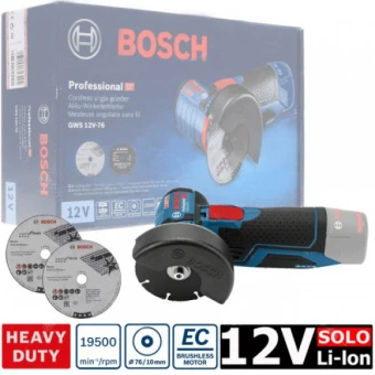 Кутова шліфувальна машина акумуляторна Bosch GWS 12V-76 Professional (12 В, без АКБ, 76 мм) (06019F2