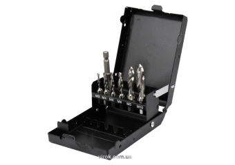 YATO Набір свердл-мітчиків YATO М3-М10, HSS М2, HEX-1/4", з подовжувачем l= 60 мм, 7 шт  | YT-44849