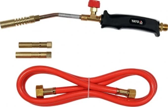 YATO Пальник газовий YATO : l= 360 мм. до 4 кВт. 3 сопла і шланг- 1,5 м. (пропан, бутан)  | YT-36731