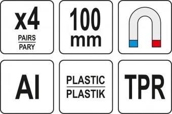 YATO Губки змінні до лещат м'які YATO: b=100мм, з алюмінієвою основою і магнітним кріпленням, 4 пари
