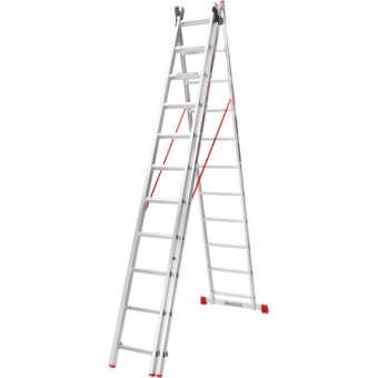 Драбина алюмінієва 3-х секційна Квітка PRO (3х11 сходинок) (110-9311)