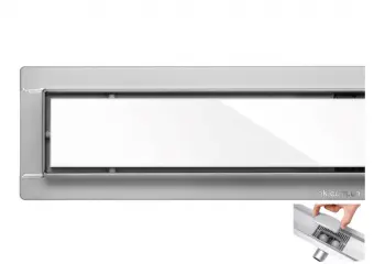 FALA Трап підлоговий для душу з нержавіючої сталі "WHITE GLASS" ; 70х 7х 7 см  | 75382