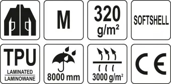 YATO Куртка робоча SOFTSHELL YATO розмір M, чорно-темно-сіра, 3 кишені, 96% поліестер і 4% спандекс 