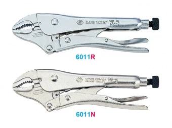 KING TONY Зажим с фиксатором L=140 мм закругл., хром | 6011-05R