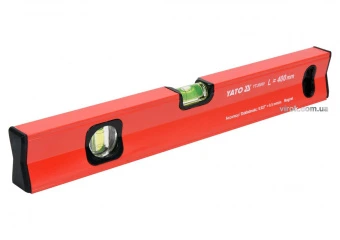 YATO Рівень алюмінієвий з магнітом YATO : L= 40 см. 2 капсули, 1 ручка  | YT-30060
