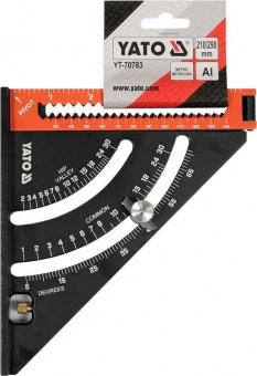 YATO Кутник алюмінієвий зі стопкою- 140 мм, 90°-45°-45° YATO l= 210/290 мм з транспортиром  | YT-707