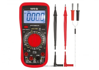 YATO Мультиметр для вимірювання електричних параметр/ YATO з LCD-дисплеєм і провідниковими контактам