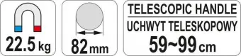 YATO Магнітний збирач металевих предметів YATO : l=59-99 мм, Ø-збирача 82 мм  | YT-0860