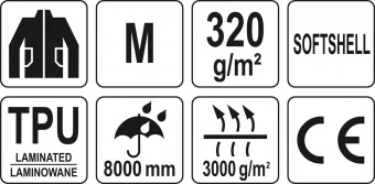 YATO Куртка робоча SOFTSHELL YATO розмір M, чорно-сіра, 3 кишені, 96% поліестер і 4% спандекс  | YT-