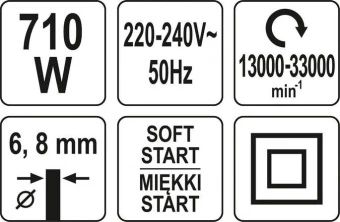 YATO Фрезер ручний по крайці ламінатів мережевий YATO: 710 Вт, цанга Ø= 6, 8мм, хід- 20мм, нахил- 45