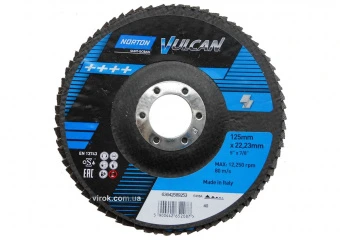 NORTON Круг пелюстковий шліфувальний VULCAN"; Ø= 125/22 мм, Р 40 зерно з електрокорунду | 70V851