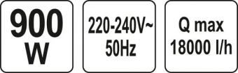 YATO Насос для брудної води мережевий YATO: 900 Вт, 18000 л/год, макс.висота- 8.9м, макс.глибина- 7 
