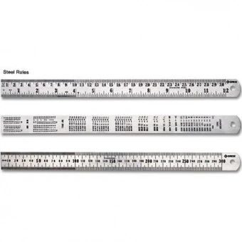 GROZ Линейка стальная длиной 150 мм метр. /дюйм. Цена деления 0,5 мм. Нержавеющая сталь SR/6