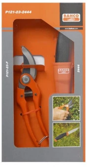 P121-23-2444 Садовый набор BAHCO Секатор плоскостной P121-23-F + Нож 2444