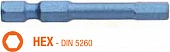 USH Насадка викруткова ударна Blue Shock HEX 6 x 50 мм шестигранна подовжена, Уп. 5 шт. | UUSE006347