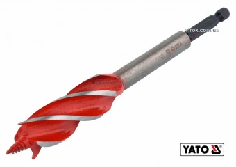 YATO Свердло по дереву YATO : Ø= 20 мм, L= 165 мм, HRC 40-45 з 4 пругами, HEX- 1/4"  | YT-44685