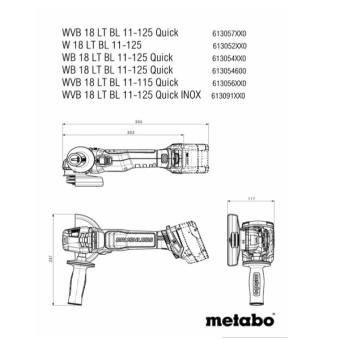 Акумуляторна кутова шліфмашина Metabo W 18 LT BL 11-125 (18 В, без АКБ, 125 мм) (613052840)