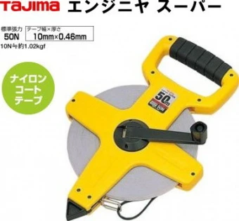 TAJIMA Рулетка инжинерная ENGINEER SUPER нейлоновая лента с покрытием, открытый корпус, 50м