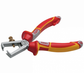 NWS Щипці для зняття ізоляції з ізольов. ручками VDE до 1000 В: L=160 мм, Ø≤10 мм // 145-49-VDE-160 