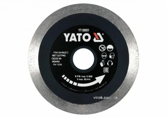 YATO Диск відрізний алмазний по гресу, склу, кераміці YATO Ø=115х1.6х10х22.2 мм,в мокрому режимі  | 