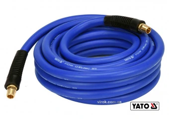YATO Шланг пневматичний гібридний (ПВХ+БНК) : Ø12.5 мм x 10 м, Ø=3/8", тиск ≤ 2 MPa, різьбов. з'єдн.