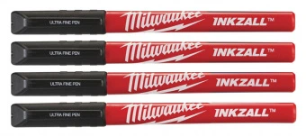 MILWAUKEE Набір ручек Fine Tip InkZAll , чорний, (4шт) | 48223164