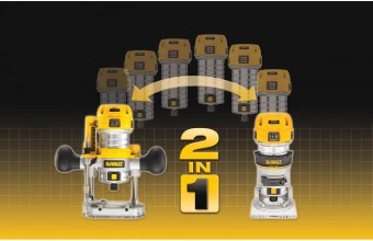 Фрезер DeWalt, 900 Вт, цанга 6-8 мм,16000-27000об/мин, 2 платформы, чемодан.