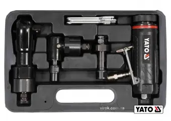 YATO Тріщатка, шліфмашинки кутова і пряма пневматичні YATO: 1/2", тиск- 0.63 МПа, 113 л/хв 3 шт+кейс