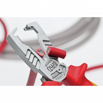 NWS Щипці для зняття ізоляції з ізол. ручками VDE до 1000В: L=180 мм, Ø≤16 мм // 1451-49-VDE-180  