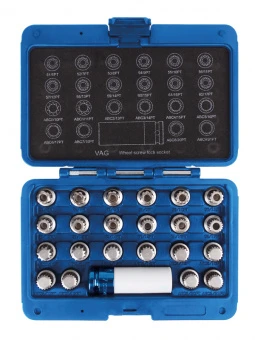 KING TONY Набор насадок для монтажа/демонтажа секреток колес VW, 23 предмета | 9BW0123