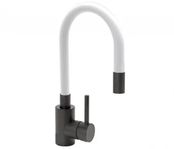 FALA Змішувач води "BLACK FLEXIBLE" для раковини з гнучкою білою лійкою  | 75776