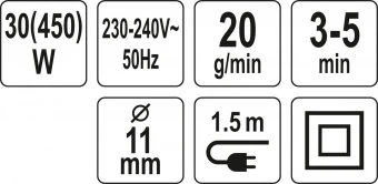 YATO Пістолет клейовий мережевий YATO Ø=11 мм, P= 450 Вт. для стержнів  | YT-82403