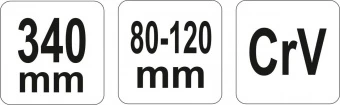YATO Ключ гаковий з носиком на шарнірі в діапаз. M= 80-120 мм, Хр-Ванад., L= 340 мм