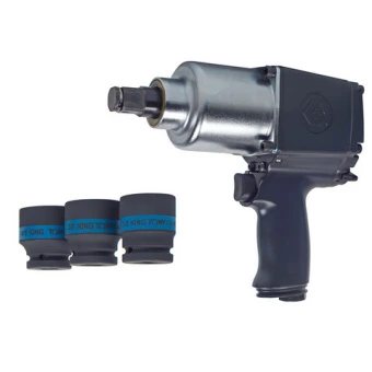 KING TONY Пневматический гайковерт 3/4" 1085 Нм, в комплекте 3 торцевые головки | P33621-075B