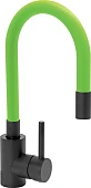FALA Змішувач води "BLACK FLEXIBLE" для раковини з гнучкою зеленою лійкою  | 75779