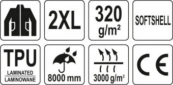 YATO Куртка робоча SOFTSHELL YATO розмір XXL чорно-темно-сіра, 3 кишені, 96% поліестер і 4% спандекс