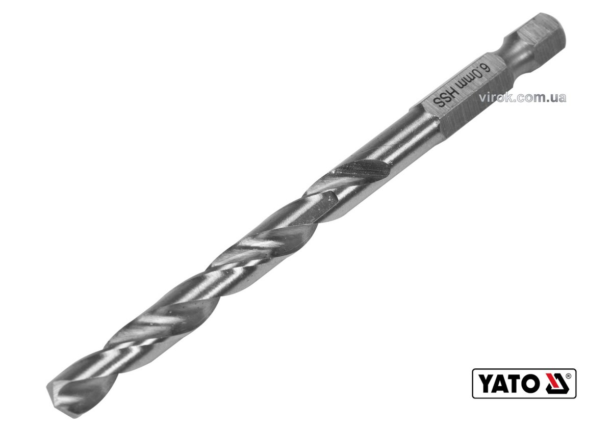 YATO Свердло по металу YATO: HSS6542, Ø=6мм, HEX-1/4", l=93/57мм, для нержав., конструкт., легов. ст