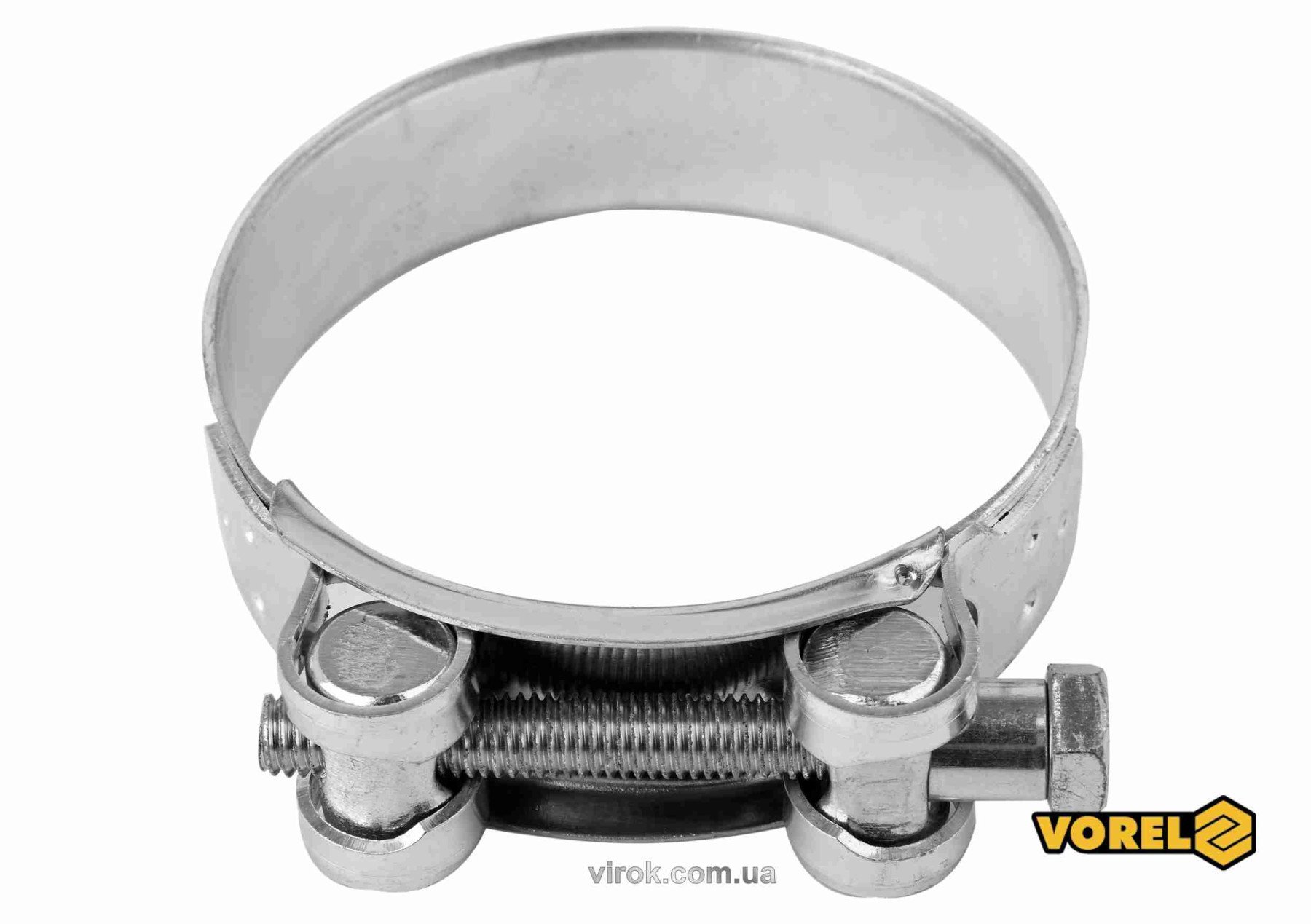 VOREL Хомут сталевий, з гвинтовим затискачем GBS W1 : Ø= 80-85/ 24 мм, оцинкований  | 73805