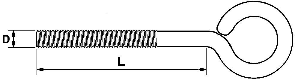Винт-крюк O с метрической резьбой 10х105 (упаковка 5 шт.)