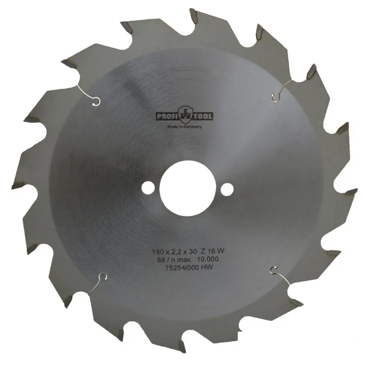 Диск пильный по дереву 190х2.2х1.4х30 мм, Z=16, форма зуба W (ATB), продольный рез PROFITOOL
