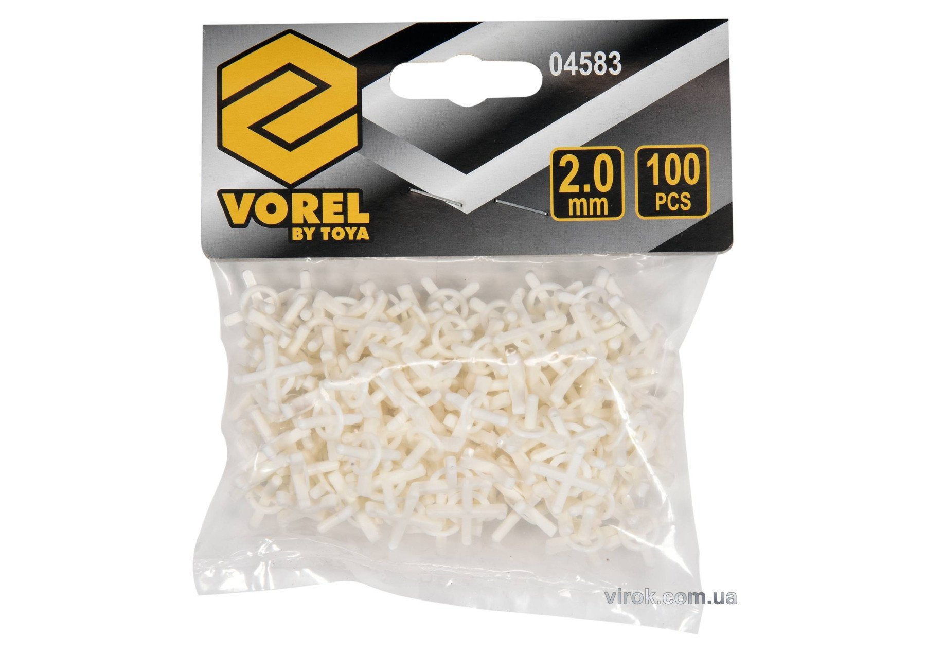 VOREL Хрестики дистанційні багаторазові для плитки : тип U, 2 мм. 100 (Уп/Шт.)  | 04583