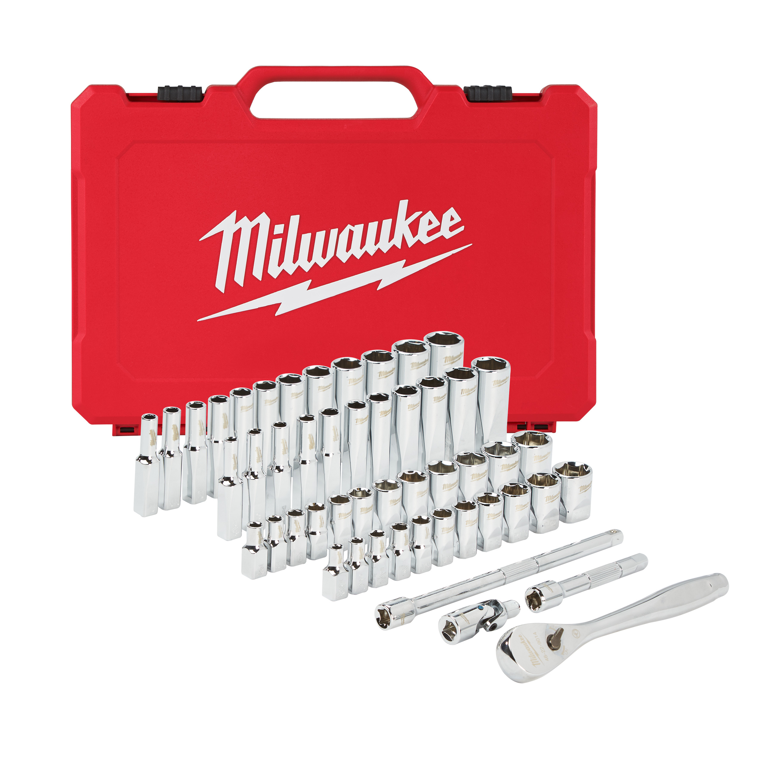 MILWAUKEE Набір метричних та дюймових головок 1/4"з храповиком , (50шт) | 4932464944