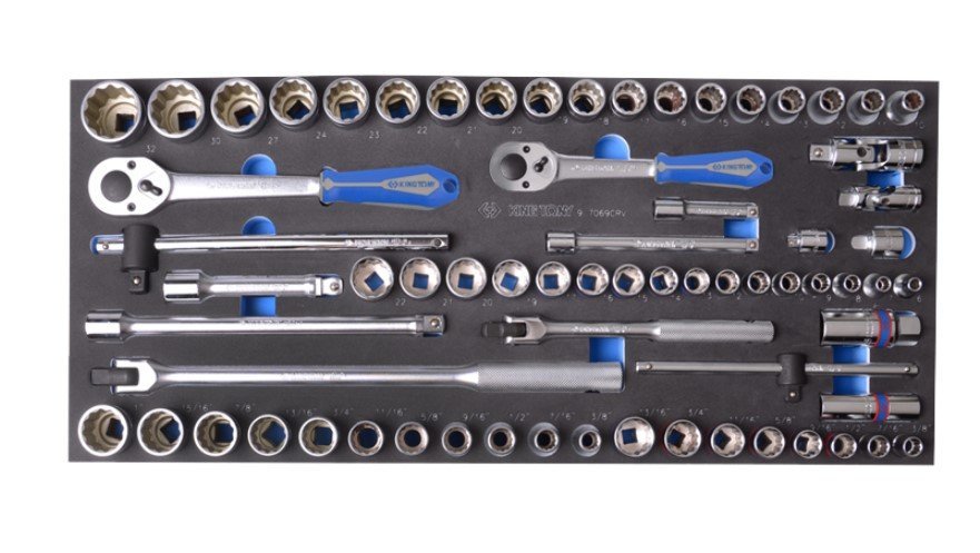 KING TONY Набор торцевых головок 1/2" и 3/8" 70 предметов (EVA ложемент) | 9-7069CRV