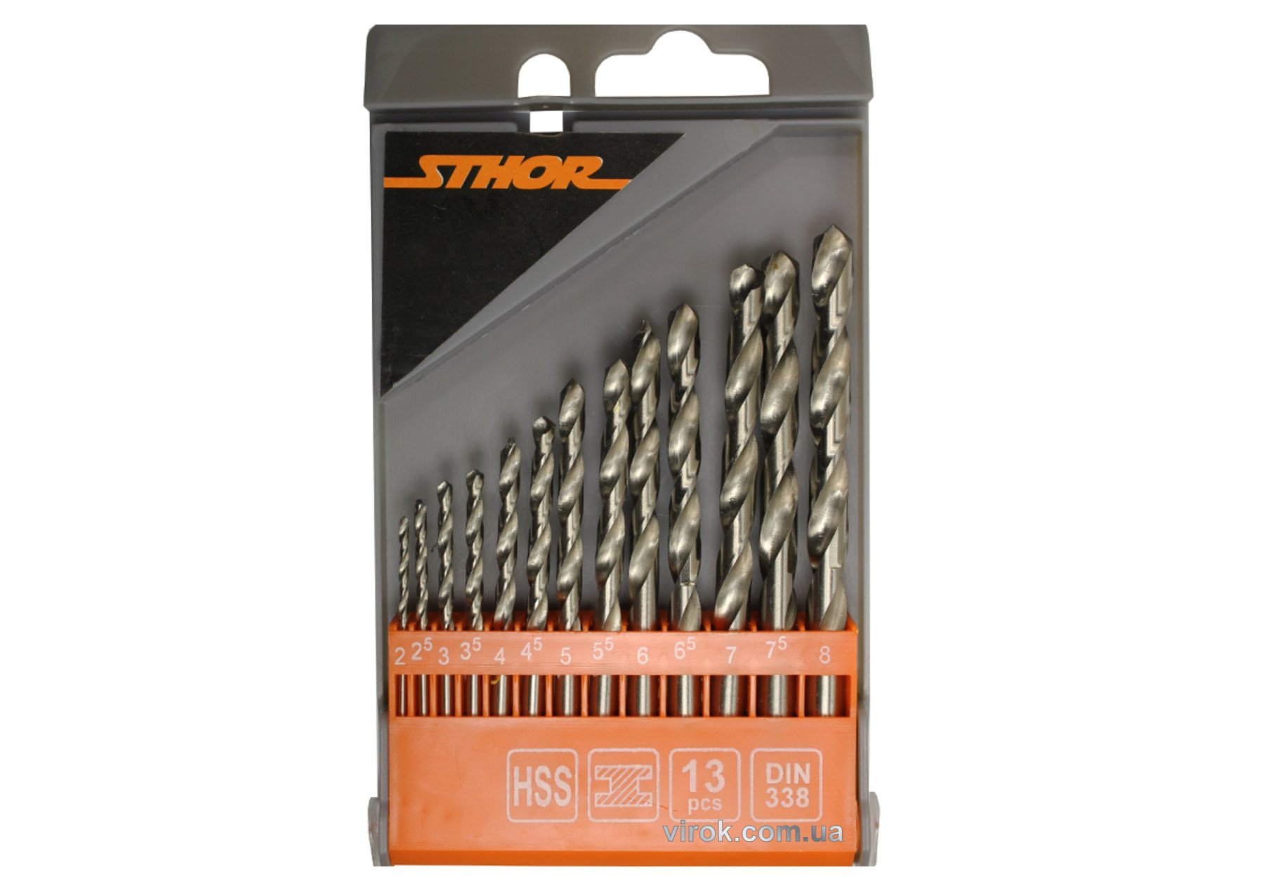 STHOR Набір свердл по металу HSS Ø=2,0-8,0 мм, 13 шт.  | 21998