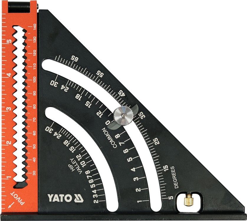 YATO Кутник алюмінієвий зі стопкою- 140 мм, 90°-45°-45° YATO l= 210/290 мм з транспортиром  | YT-707